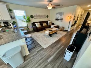 an aerial view of a living room and a kitchen at Superb Home 7 minutes from Lackland Air Force Base in San Antonio