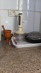 a mixer sitting on a counter in a kitchen at Kinyanjui's Homes 001 with WiFi in Morogoro