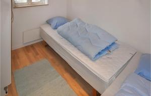 Broagerにある2 Bedroom Cozy Home In Broagerの青い枕が付いたベッド1台が備わる客室です。