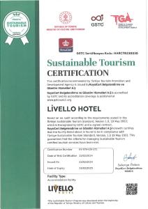 Certifikát, hodnocení, plakát nebo jiný dokument vystavený v ubytování Livello Hotel