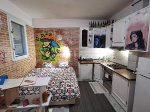 Kuchyňa alebo kuchynka v ubytovaní Street Art Suite
