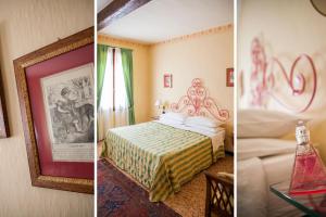 pokój hotelowy z łóżkiem i zdjęciem pokoju w obiekcie Da Gin w mieście Castelbianco