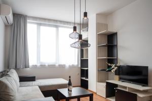 Posezení v ubytování Sunny 1BDR Apartment near Center