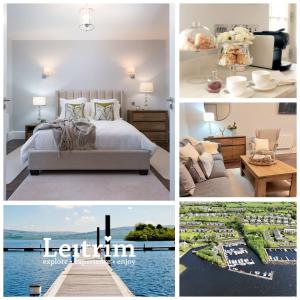 a collage of pictures of a bedroom and a living room at The Pine Tree Cottage of Warren Lodge Boutique Cottages in Dromod