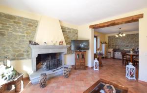 uma sala de estar com lareira e televisão em Amazing Home In Pian Del Ponte With Wi-fi em Serravalle