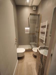 ein Badezimmer mit 2 WCs und einer Dusche in der Unterkunft Ottoboni 2B Luxury Penthouse in Mailand
