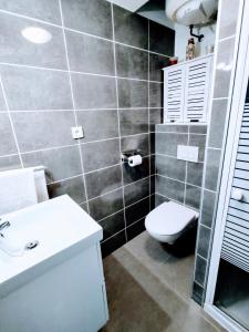 uma casa de banho com um WC e um lavatório em Studio coin nuit, Entre plage et centre em Marselha