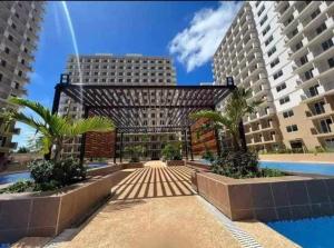 a view of a building with two tall buildings at Seo staycation in Lapu Lapu City
