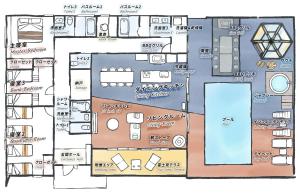 a drawing of a floor plan of a house at Villa Saison Fuji ヴィラ セゾン フジ in Fujikawaguchiko