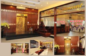 un collage de fotos de un centro comercial con una tienda en khách sạn Quốc Tế, en Cà Mau