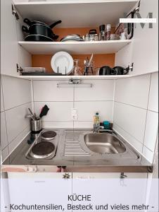 マインツにあるLM-ApartmentsMainz-03のシンクとコンロのある小さなキッチン