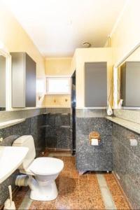 a bathroom with a toilet and a sink at Beautiful Expansive House with Sea views, large private bedrooms available in shared house in Vaasa