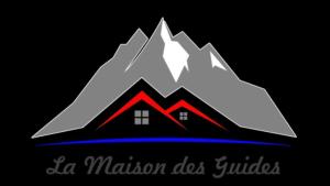 a house in front of mountains with the words la mission dos guidelines at Apartment "La maison des Guides" in Courmayeur