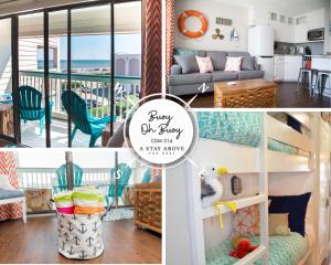 a collage of photos of a living room and a kitchen at CDM 314 - Buoy Oh Buoy! in Galveston