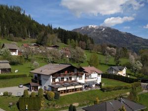 una vista aérea de una casa en las montañas en Ferienwohnung Matzelsdorferhof, en Millstatt