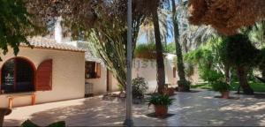 a courtyard with a building and trees and a pole at PINK LEMON SUITs in Elche