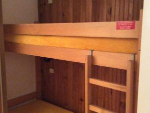 ヴァロワールにあるAppartement Valloire, 1 pièce, 4 personnes - FR-1-263-379の二段ベッドが備わる木製の壁の客室です。