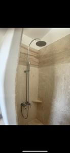 a shower stall in a bathroom with a shower at Mer & Maquis in Bonifacio