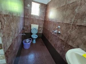 a bathroom with a toilet and a sink at Maria Comfort Stay in Calangute