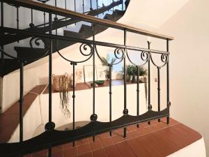 a staircase with black railings and plants on it at Residence Charles Bridge in Prague