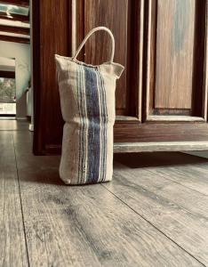 a bag sitting on the floor next to a door at Chalet Sch l afbock 