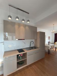 a kitchen with a sink and a counter top at Apartmens Kimm II in Poreč