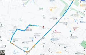 a map of the city of philadelphia with a blue line at 19th Floor Secure Condo with Pool, Fitness, Parking Included in Price in Skopje
