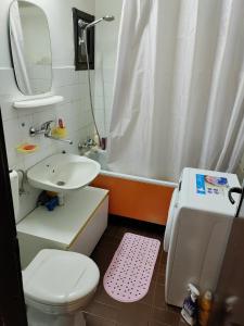 ein Badezimmer mit einem WC, einem Waschbecken und einer Badewanne in der Unterkunft Stan na dan in Zrenjanin