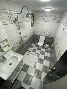 蘇哈爾的住宿－مارينا للغرف الفندقية，一间带水槽和卫生间的浴室