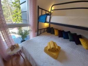 Katil atau katil-katil dalam bilik di Apartman Perunika D9 - Divčigora