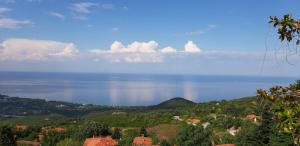 a view of the ocean from a hill at Traditional Guesthouse Erato in Palaios Panteleimonas