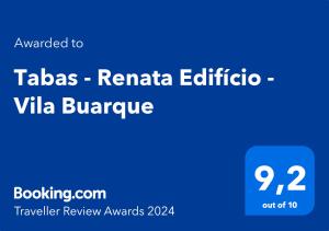Palkinto, sertifikaatti, kyltti tai muu asiakirja, joka on esillä majoituspaikassa Tabas - Renata Edifício - Vila Buarque