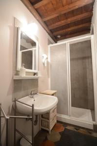 een badkamer met een wastafel en een douche bij F1 - Santa Croce one bedroom apartment for couples in Florence