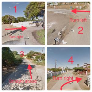 four pictures of an empty street with four different roads at Malika Apartments in Westpunt