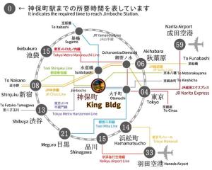 a map of the route of the nking bus at 春5GWifi TokyoDome皇居1km〜 RoofGarden 上野秋葉原銀座東京2km～都心 in Tokyo