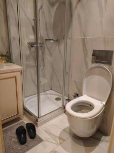 e bagno con servizi igienici e doccia. di Şişli Bomonti İstanbul Merkez, Ücretsiz Otopark, Metro, 2 a Istanbul
