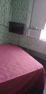 - une chambre avec un lit rose et une fenêtre dans l'établissement Quickshape/Quickshield Homestay, à Naga