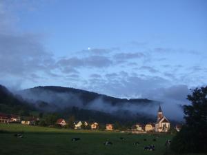 a herd of cows grazing in a field with a town at Les Bouquetins in Stosswihr +20 photos