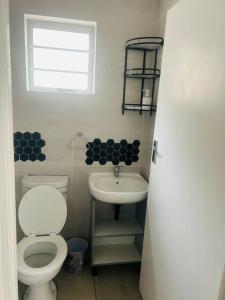 a bathroom with a toilet and a sink at 24 on Elizabeth in East London