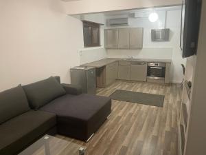 a living room with a couch and a kitchen at Appartement 50M² in Seltz