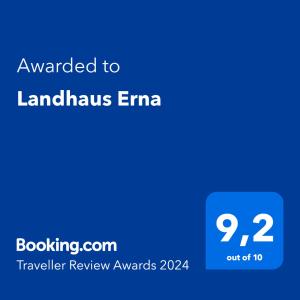 ใบรับรอง รางวัล เครื่องหมาย หรือเอกสารอื่น ๆ ที่จัดแสดงไว้ที่ Landhaus Erna