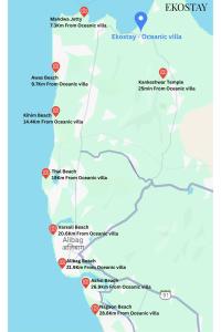 a map of essex showing the locations of venues at EKOSTAY Luxe - Oceanic Villa in Alibaug