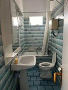 SarandapikhiótikaにあるNaia Apartmentの小さなバスルーム(トイレ、シンク付)
