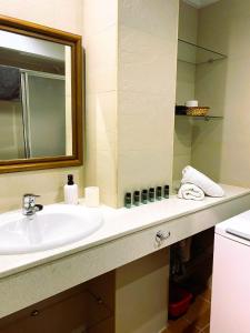 bagno con lavandino e specchio di Apartamento La Visera Plaza Andalucía a Sierra Nevada