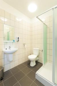 een badkamer met toilet en wastafel bij Marina Grudziądz in Grudziądz