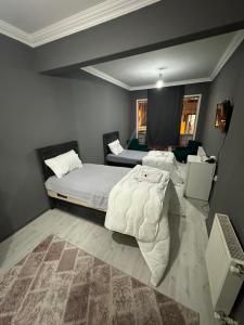 1 dormitorio con 2 camas y alfombra en REYNA OTEL en Yıldırım