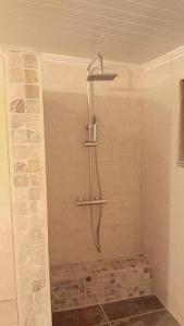 łazienka z prysznicem z głowicą prysznicową w obiekcie Le Monstera w mieście Le Lambert
