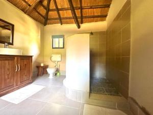 een badkamer met toilet en wastafel bij Winterthorn Lodge in Chiawa +31 foto's