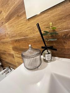 a container with a plant on top of a sink at L’Angolo Degli Dei in Agrigento