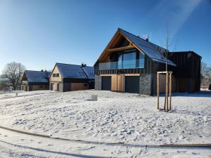 a group of houses in the snow at Apartmán Magnolie in Chlum